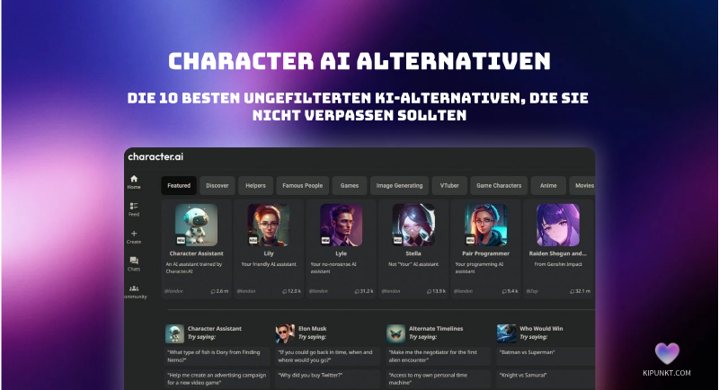 Die 10 besten No-Filter Character AI Alternativen