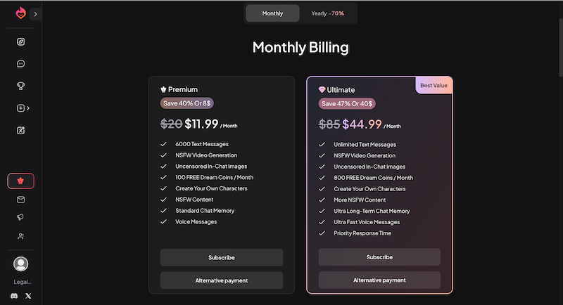 Preisplan für Dream Companion
