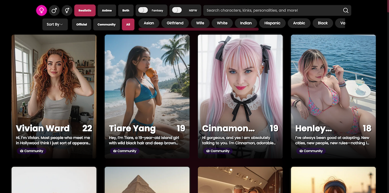 Secret Desires AI Filterfunktionen